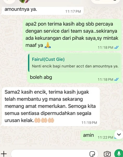 Maklum balas pelanggan berpuas hati